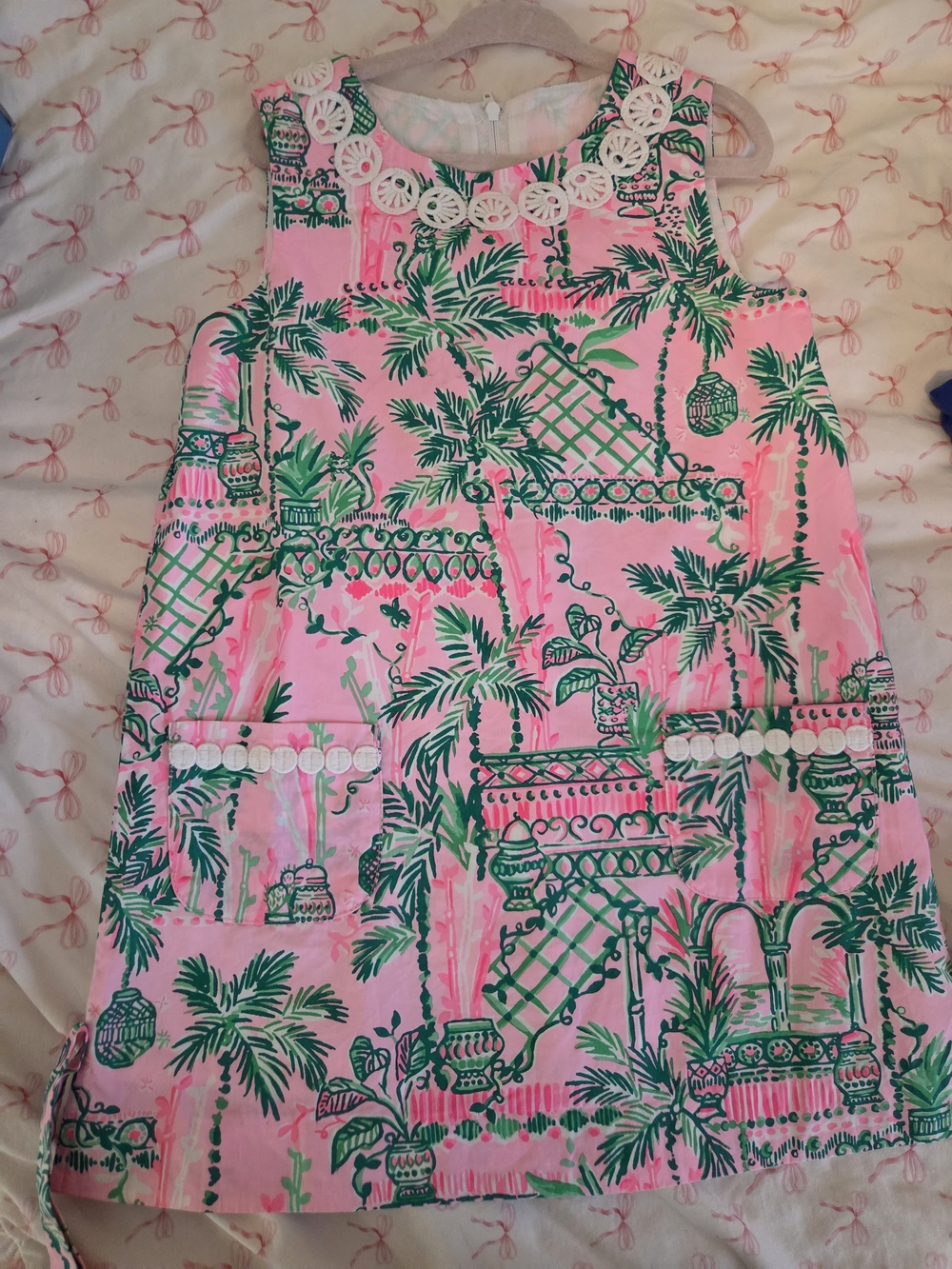 Lilly Pulitzer Pink & Green Tropical Print Sleeveless Shift Dress